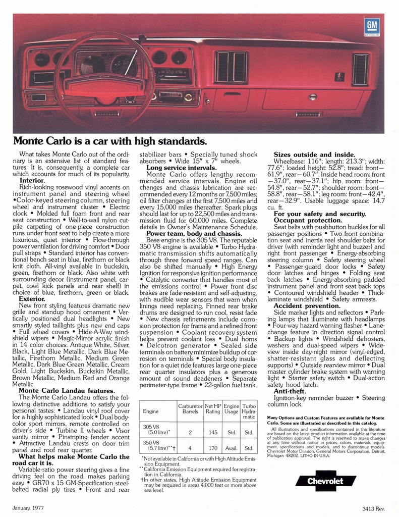 1977 Chevrolet Monte Carlo Brochure Page 2